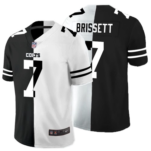 Men's Indianapolis Colts #7 Jacoby Brissett Black & White Split Limited Stitched NFL Jersey